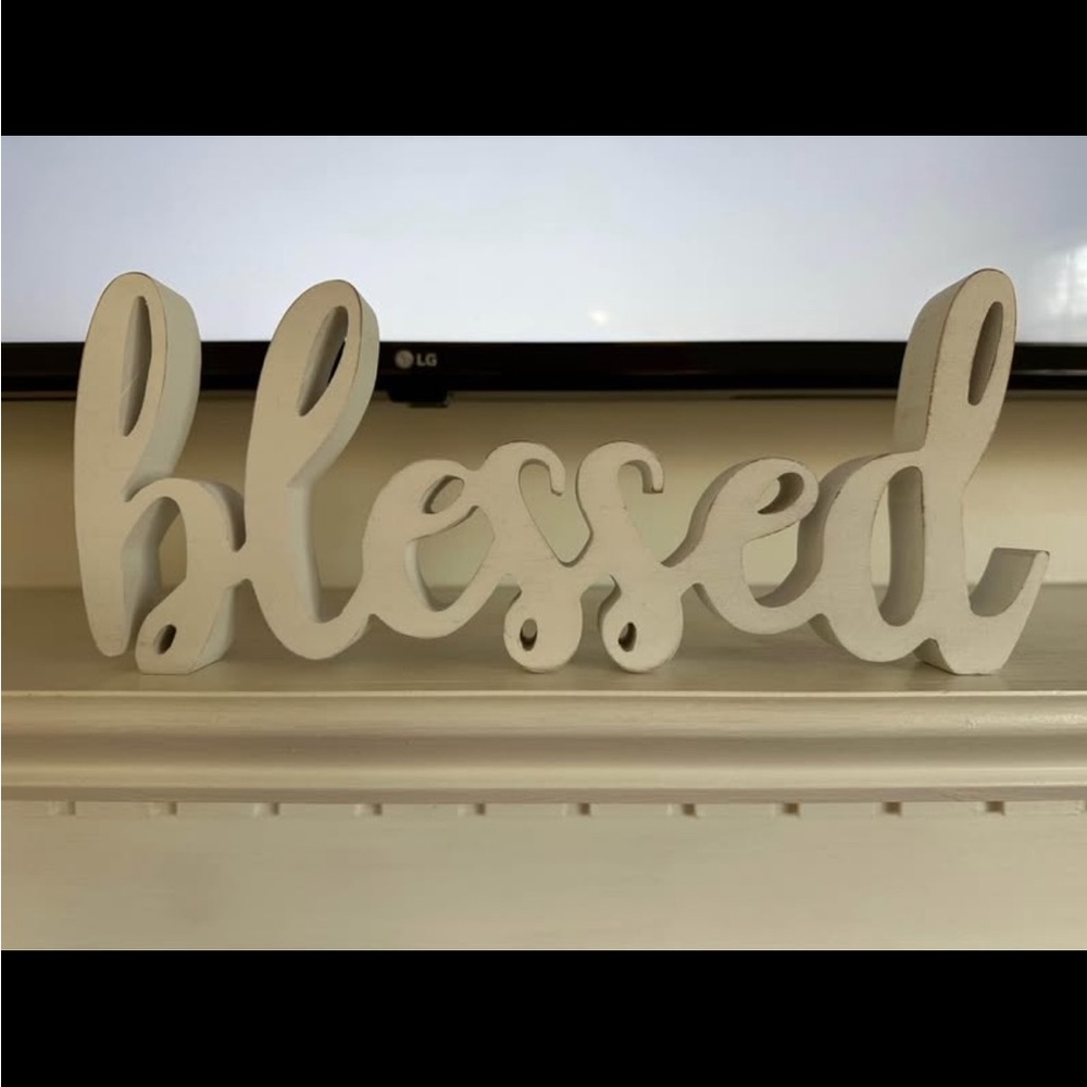 White 'Blessed' Decorative Sign - Picture 2 of 2